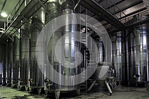 Vats of wine at the winery
