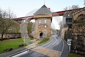 Vauban Towers and Grand Duchess Charlotte Bridge - Luxembourg City, Luxembourg