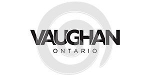 Vaughan in the Canada emblem. The design features a geometric style, vector illustration with bold typography in a modern font.