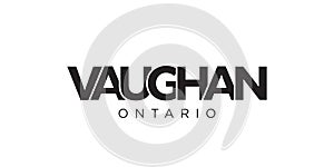 Vaughan in the Canada emblem. The design features a geometric style, vector illustration with bold typography in a modern font. photo