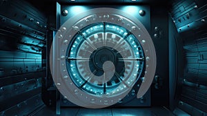 A vault with data symbols inside, emphasizing the importance of securely storing and encrypting valuable information