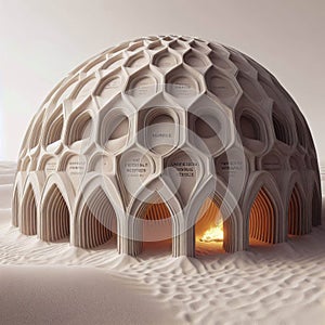 A vault like structure built from sand stabilized with magnesi photo