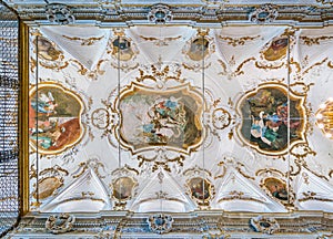 Vault by Olivio Sozzi in the Church of the Immaculate Conception Chiesa dell`Immacolata Concezione al Capo in Palermo. Sicily.