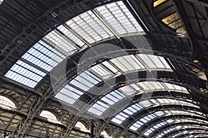 Vaulted ceiling inside Milan Centrale station