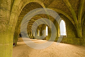 Vaulted ceilings in Fountains Abbey in North Yorks