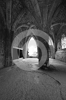 Vaulted ceilings in Fountains Abbey in North Yorks