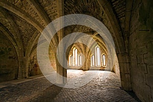 Vaulted ceilings in Fountains Abbey in North Yorks