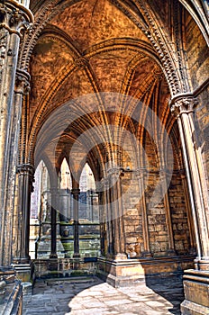 Vaulted cloister, Lincoln Cathedral, England photo