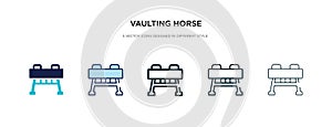 Vaulting horse icon in different style vector illustration. two colored and black vaulting horse vector icons designed in filled,