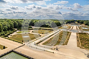 Vaux-le-Vicomte, France. View of the park with artificial ponds photo