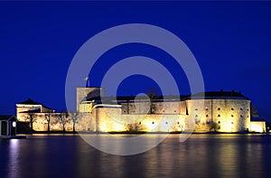 Vaxholm castle at night photo