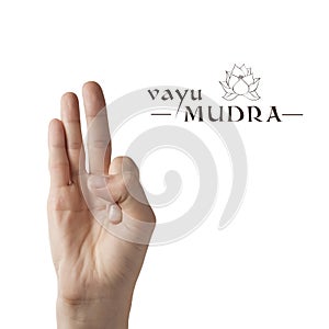 Vayu mudra on white