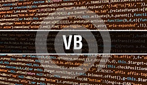 VB concept with Random Parts of Program Code. VB with Programming code abstract technology background of software developer and