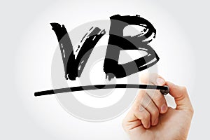 VB - Visual Basic acronym with marker, technology concept background photo