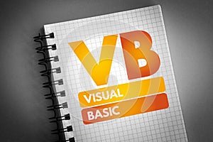 VB - Visual Basic acronym on notepad, technology concept background photo