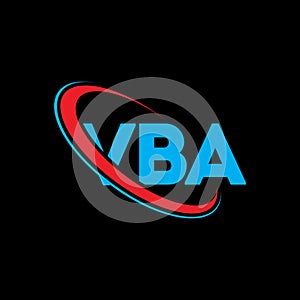 VBA logo. VBA letter. VBA letter logo design. Initials VBA logo linked with circle and uppercase monogram logo. VBA typography for