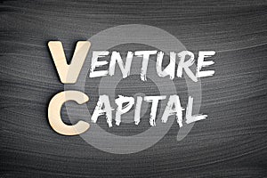 VC - Venture Capital acronym, business concept on blackboard photo