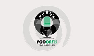 vcd dish and mic perfect for podcasts logo icon