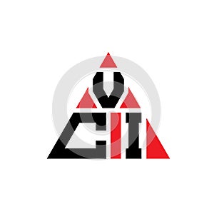 VCI triangle letter logo design with triangle shape. VCI triangle logo design monogram. VCI triangle vector logo template with red