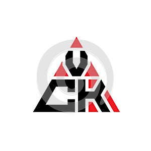 VCK triangle letter logo design with triangle shape. VCK triangle logo design monogram. VCK triangle vector logo template with red