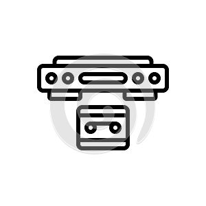 Black line icon for Vcr, video and audio