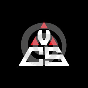 VCS triangle letter logo design with triangle shape. VCS triangle logo design monogram. VCS triangle vector logo template with red