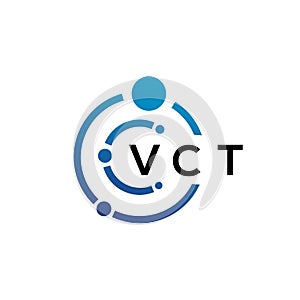 VCT letter technology logo design on white background. VCT creative initials letter IT logo concept. VCT letter design