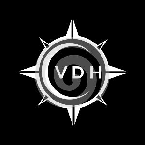 VDH abstract technology logo design on Black background. VDH creative initials letter logo concept