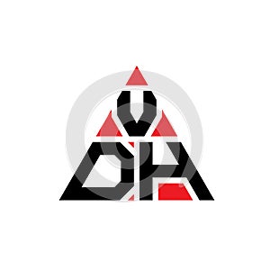 VDH triangle letter logo design with triangle shape. VDH triangle logo design monogram. VDH triangle vector logo template with red