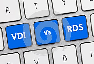 VDI Vs RDS - Inscription on Blue Keyboard Key