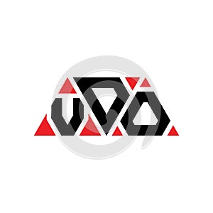 VDO triangle letter logo design with triangle shape. VDO triangle logo design monogram. VDO triangle vector logo template with red