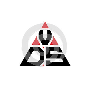 VDS triangle letter logo design with triangle shape. VDS triangle logo design monogram. VDS triangle vector logo template with red photo