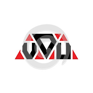 VDU triangle letter logo design with triangle shape. VDU triangle logo design monogram. VDU triangle vector logo template with red