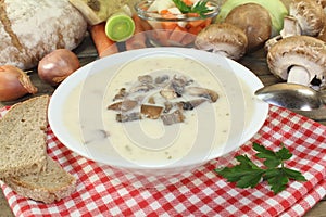 Veal cream soup mt mushrooms