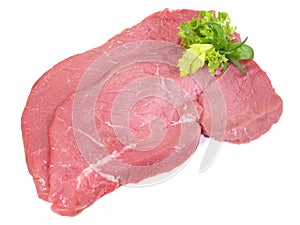 Veal Meat Slices - Veal Haunch on white Background - Isolated