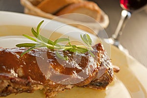 Veal ribs with sauce photo