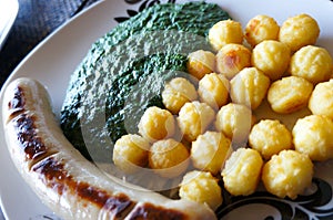 Close-up on a sausage dish