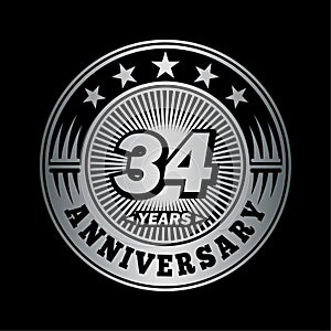 34 years anniversary celebration. 34th anniversary logo design. 34years logo.