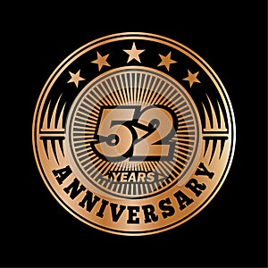 52 years anniversary celebration. 52nd anniversary logo design. 52years logo.