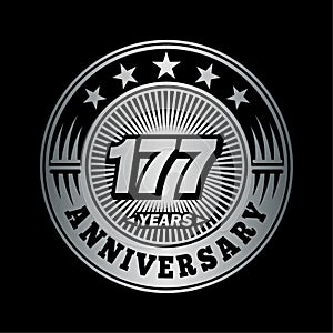 177 years anniversary celebration. 177th anniversary logo design. 177years logo.