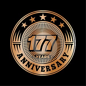 177 years anniversary celebration. 177th anniversary logo design. 177years logo.