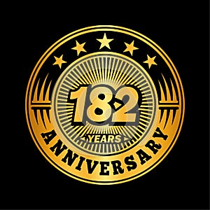 182 years anniversary celebration. 182nd anniversary logo design. 182years logo.