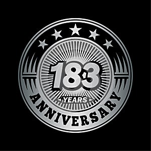 183 years anniversary celebration. 183rd anniversary logo design. 183years logo.