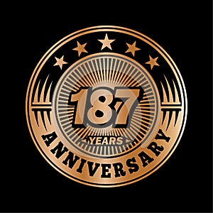 187 years anniversary celebration. 187th anniversary logo design. 187years logo.