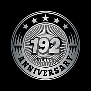 192 years anniversary celebration. 192nd anniversary logo design. 192years logo.