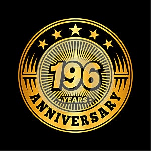 196 years anniversary celebration. 196th anniversary logo design. 196years logo.
