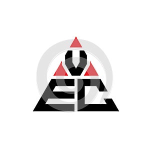 VEC triangle letter logo design with triangle shape. VEC triangle logo design monogram. VEC triangle vector logo template with red