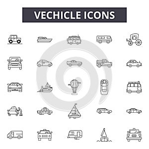 Vechicle line icons, signs, vector set, outline illustration concept photo