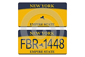 Vechicle registration of New York registration plates nummer car. Flat design EPS 10