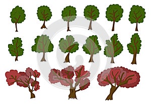 Vecor set of 2d trees for game design.